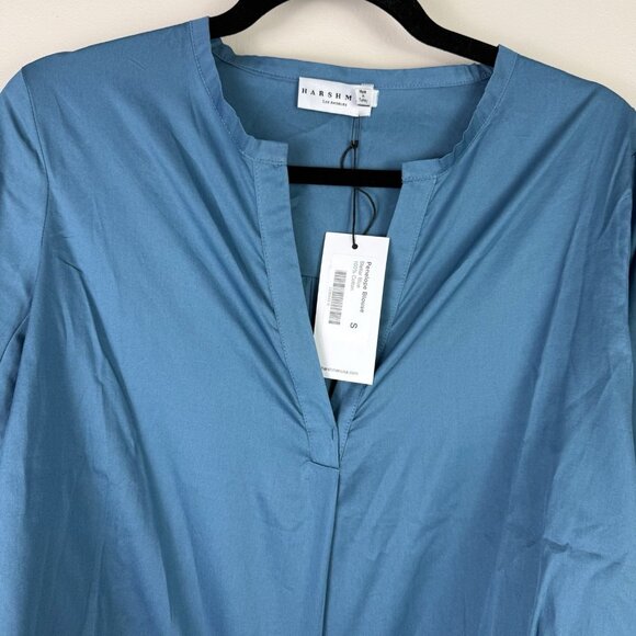 Harshman Penelope Blouse Small Blue 100% Cotton Long Sleeve Top NWT Women’s - Picture 8 of 9
